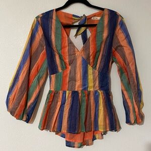 La Ven Striped Colored Blouse
